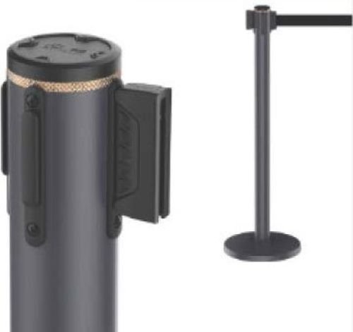 Dark Grey Retractable Belt Barrier Stanchion